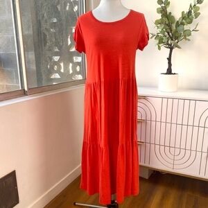 Nation LTD Red Premium Pima Cotton Easy Tiered Maxi Dress, Size S